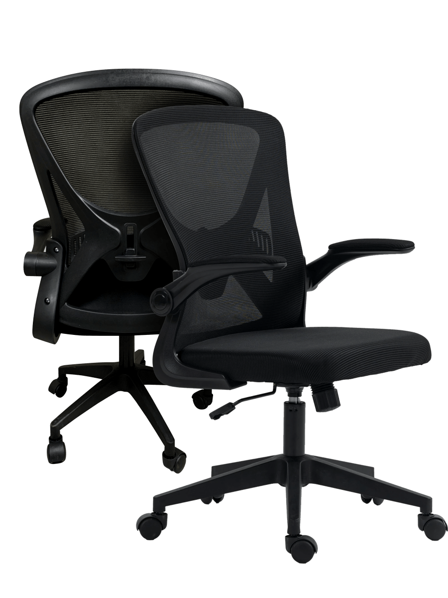 Giga Ergonomic Mesh Office Chair – Adjustable Height Computer Chair with Breathable Backrest, Cushioned Seat, Swivel Wheels, and Fixed Armrests | GigaHertz