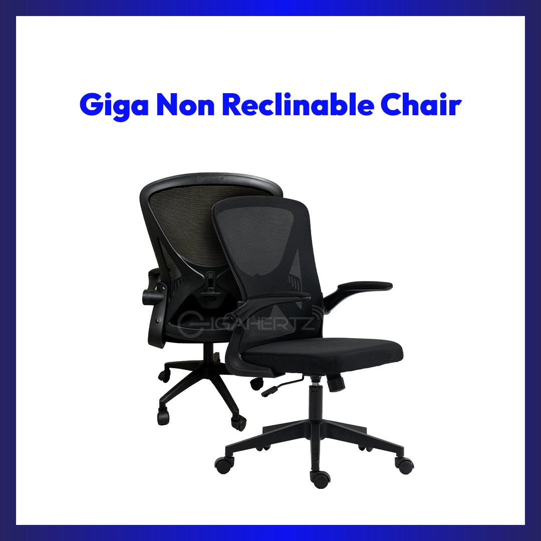 Giga Ergonomic Mesh Office Chair – Adjustable Height Computer Chair with Breathable Backrest, Cushioned Seat, Swivel Wheels, and Fixed Armrests | GigaHertz
