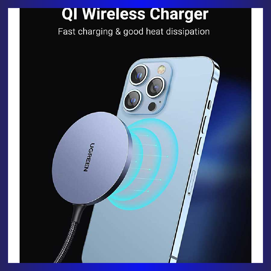 UGREEN 15W 1.5m USB-C Wireless Magnetic MagSafe Charger (Black) (30233)