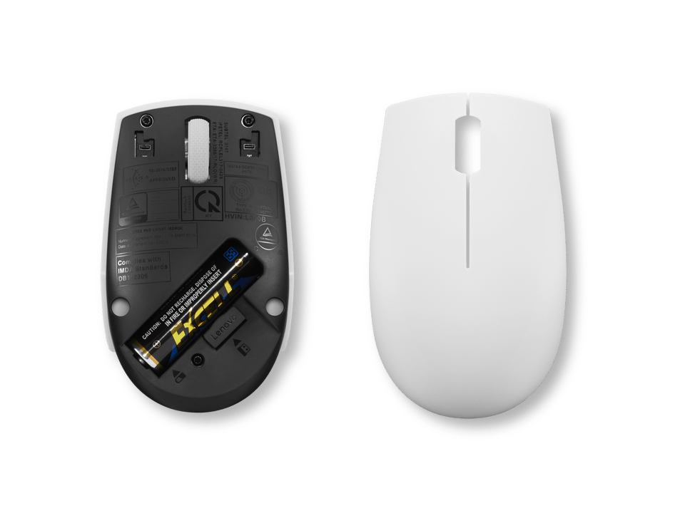 Lenovo 300 Wireless Compact Mouse (GY51L15677) | 2.4GHz Wireless | USB-A Nano Receiver | 1000 DPI Optical Sensor | Cloud Grey | GigaHertz