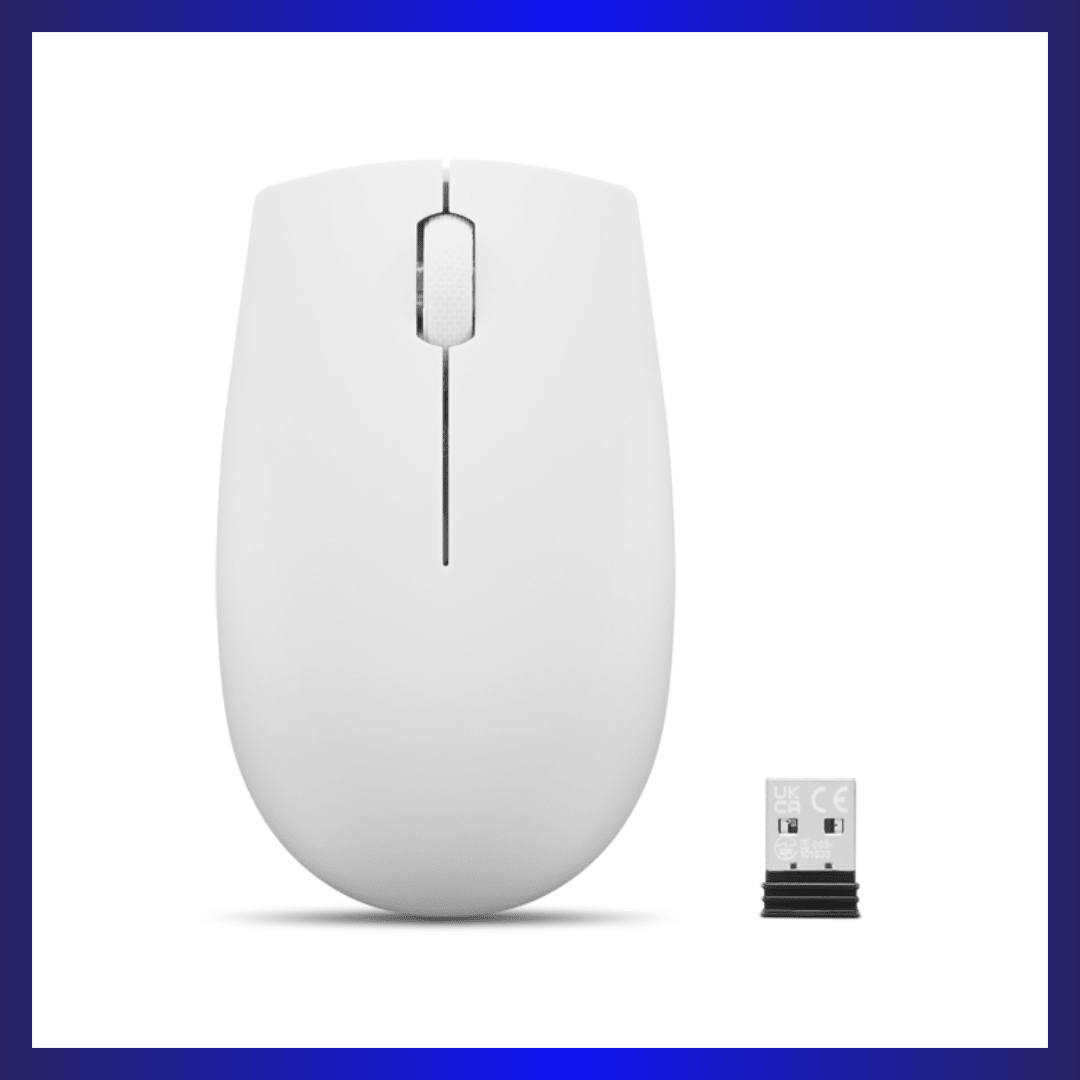 Lenovo 300 Wireless Compact Mouse (GY51L15677) | 2.4GHz Wireless | USB-A Nano Receiver | 1000 DPI Optical Sensor | Cloud Grey | GigaHertz