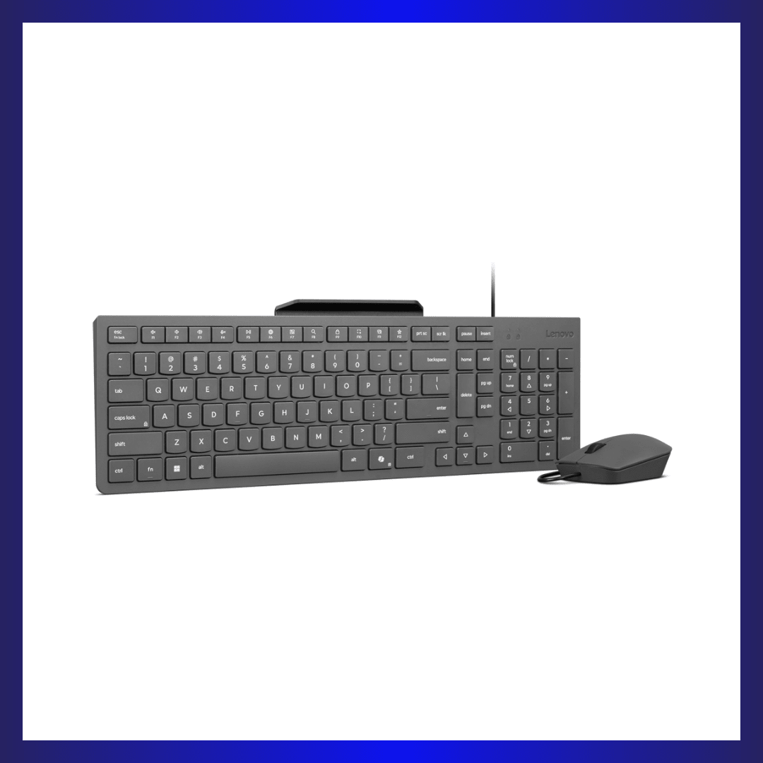 Lenovo 310 Wired Keyboard & Mouse Combo (GX31R09775) | USB-A | 2.5-Zone Keyboard | 2000 DPI Optical Mouse | Luna Grey | GigaHertz