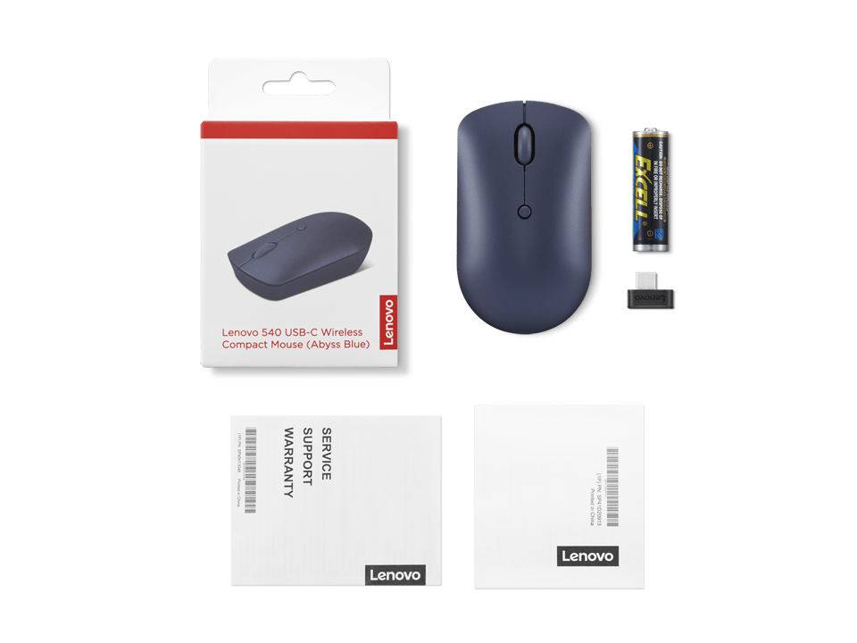 Lenovo 540 USB-C Wireless Mouse (GY51D20871) | 2.4GHz Wireless | USB-C Unified Pairing Receiver | Up to 2400 DPI Optical Sensor | Abyss Blue | GigaHertz