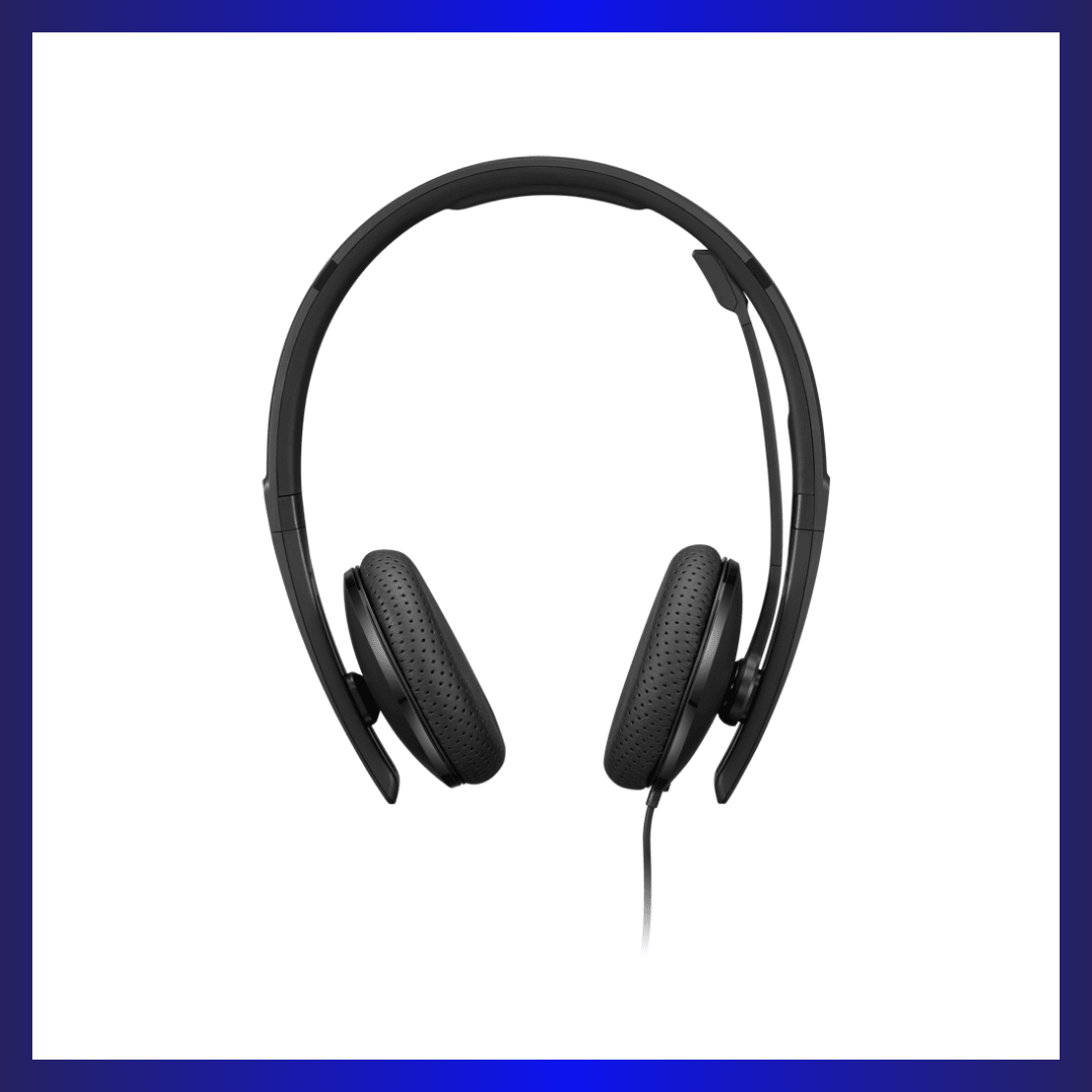 Lenovo Wired VoIP Headset (4XD1M45626) | USB-C (USB-A Adapter Included) | Stereo Audio | Noise-Canceling Mic | Black | GigaHertz