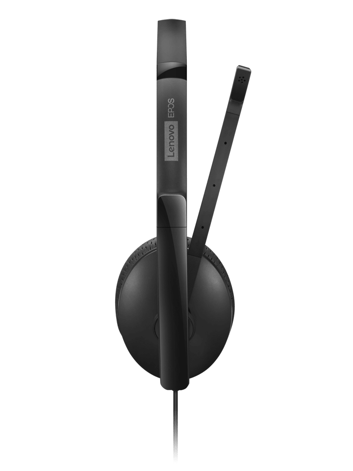 Lenovo Wired VoIP Headset (4XD1M45626) | USB-C (USB-A Adapter Included) | Stereo Audio | Noise-Canceling Mic | Black | GigaHertz