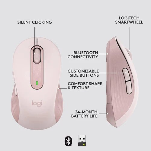 Logitech M650 Signature Wireless Mouse Rose | GigaHertz