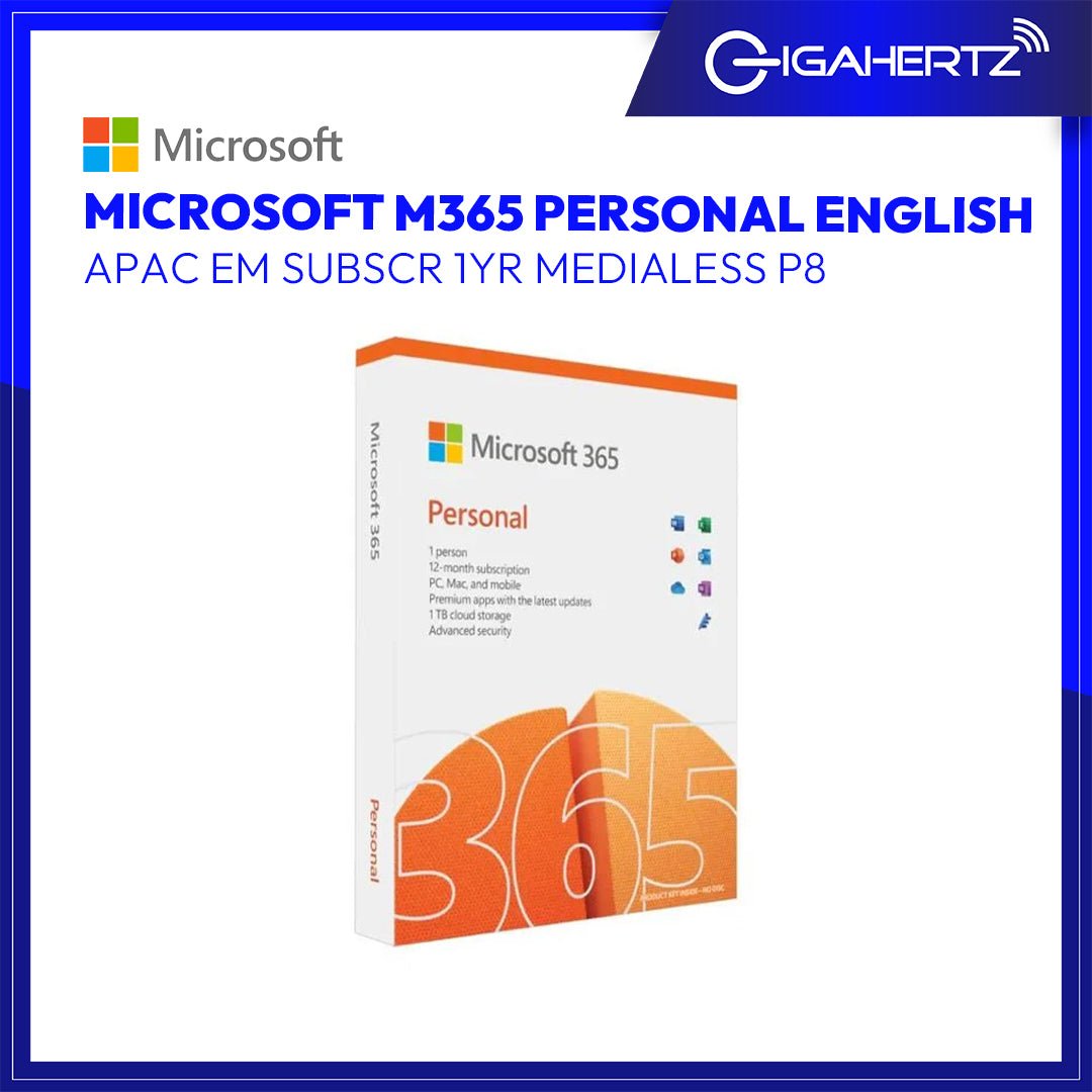 Microsoft M365 Personal English APAC EM Subscr 1YR Medialess P8 - Posa Card | GigaHertz