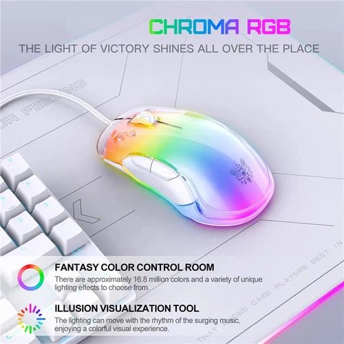 Onikuma CW925 RGB Wired eSports Gaming Mouse (White) | GigaHertz