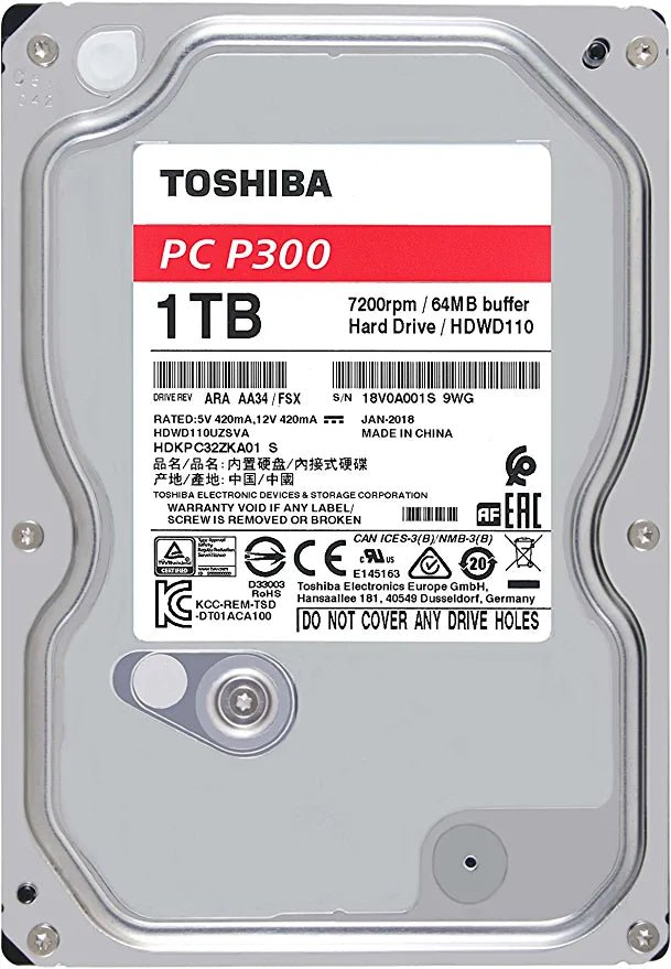 Toshiba P300 HDWD110UZSVA 1TB Desktop PC HDD | Gigahertz
