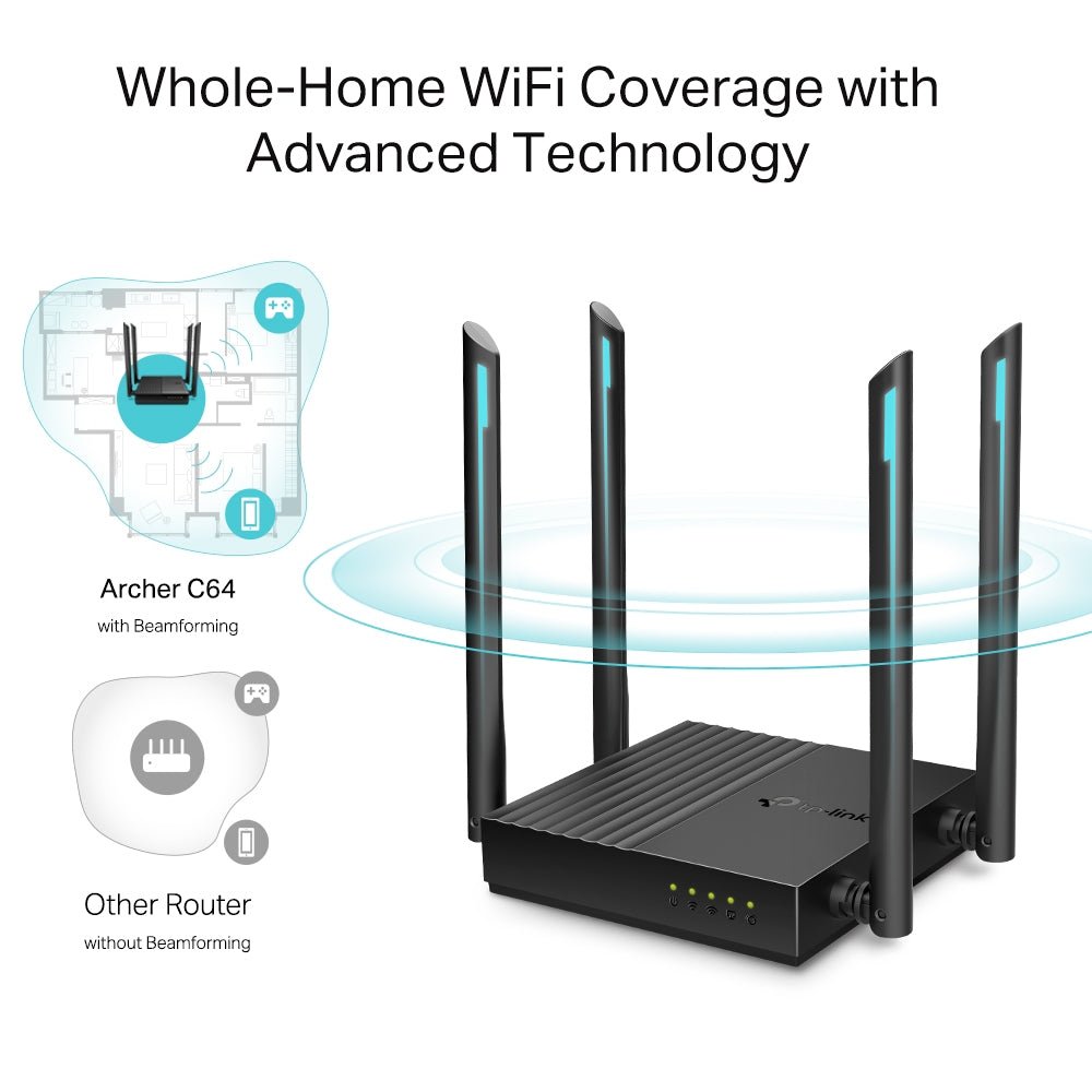 TP-Link Archer C64 AC1200 Wireless MU-MIMO WiFi Router | GigaHertz
