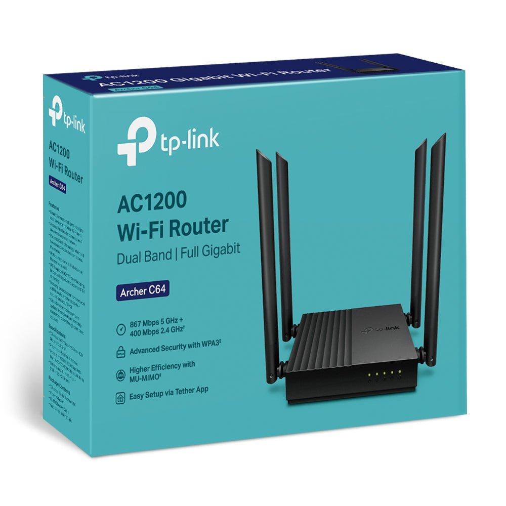 TP-Link Archer C64 AC1200 Wireless MU-MIMO WiFi Router | GigaHertz