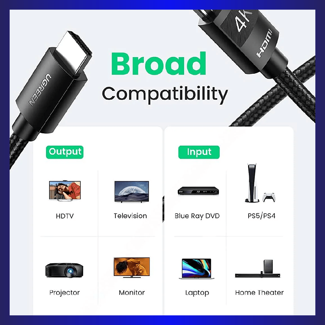 UGREEN 4K 60hz HDMI Male to Male Cable 1m (Black) (30999) | GigaHertz