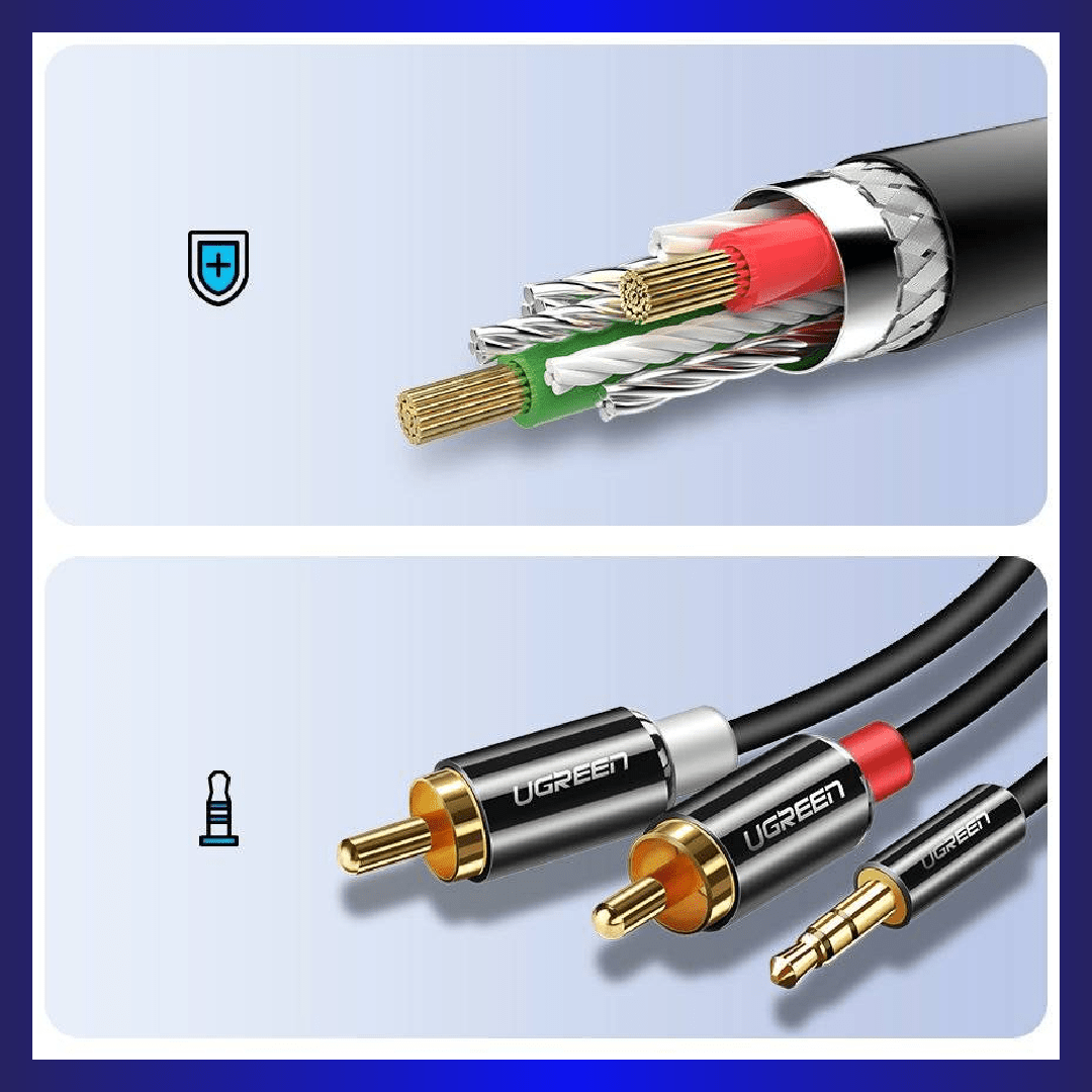 UGREEN Audio Cable | 3.5mm | Mini Jack to 2RCA | 3m (Black) (10590) | GigaHertz