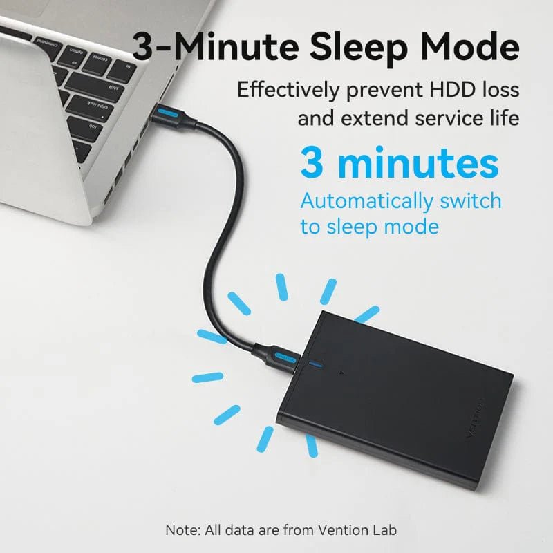 Vention 2.5 Inch SATA Hard Drive Enclosure (USB 3.0 Micro - B) Black | GigaHertz