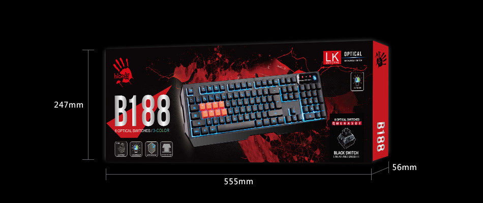A4Tech Bloody B188 8 Light Strike Gaming Keyboard