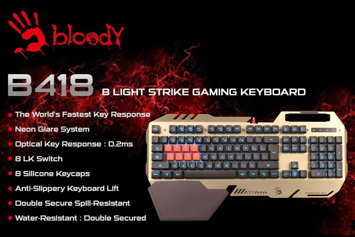 A4Tech Bloody B418 8 Light Strike Gaming Keyboard