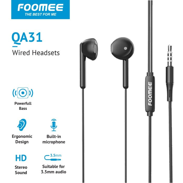 Foomee QA31 Wired Headphone Semi In Ear