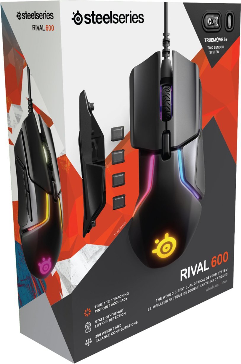 SteelSeries Rival 600 With RGB Lighting Wired Optical Gaming Mouse