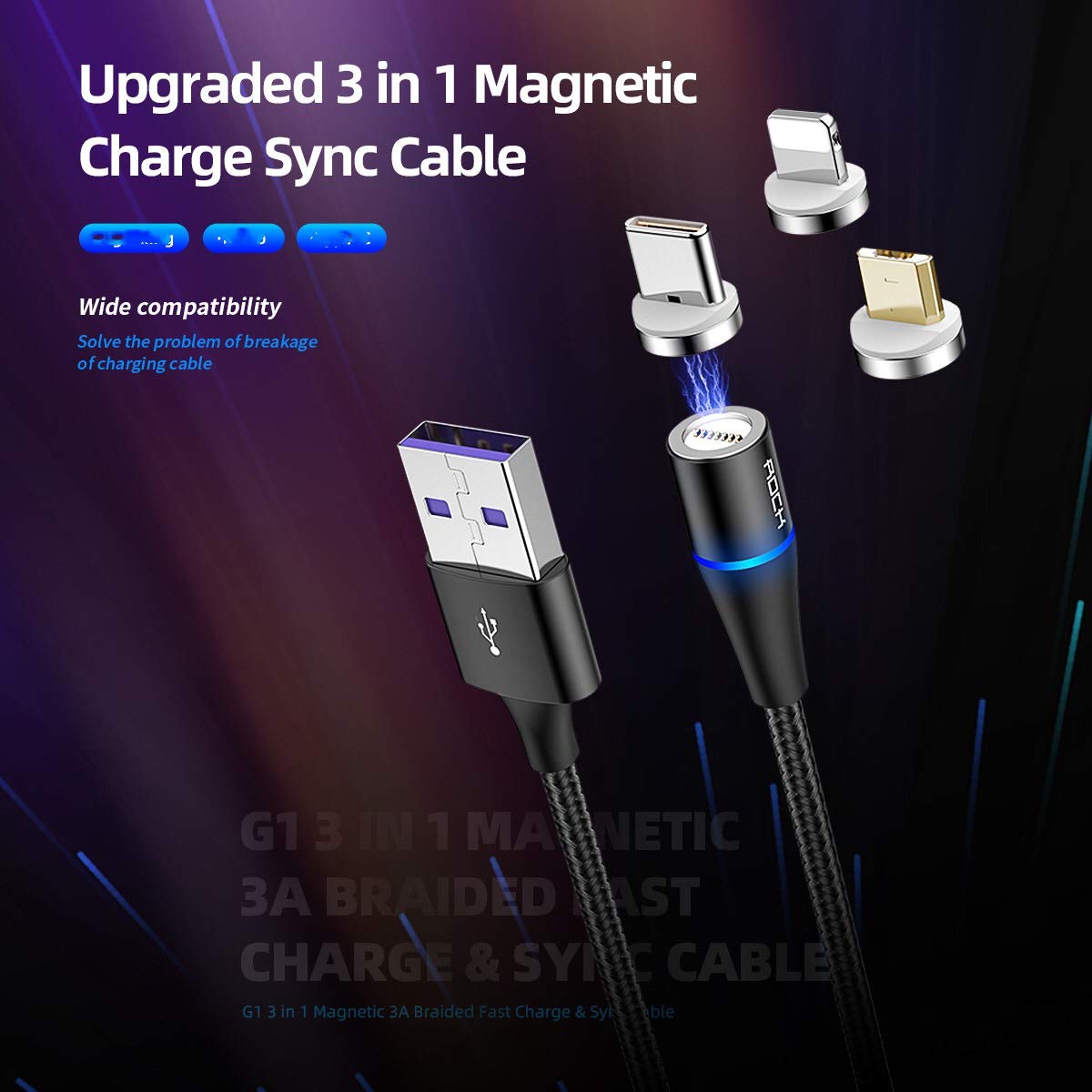 Rock Space G1 3in1 Magnetic 3A USB Cable