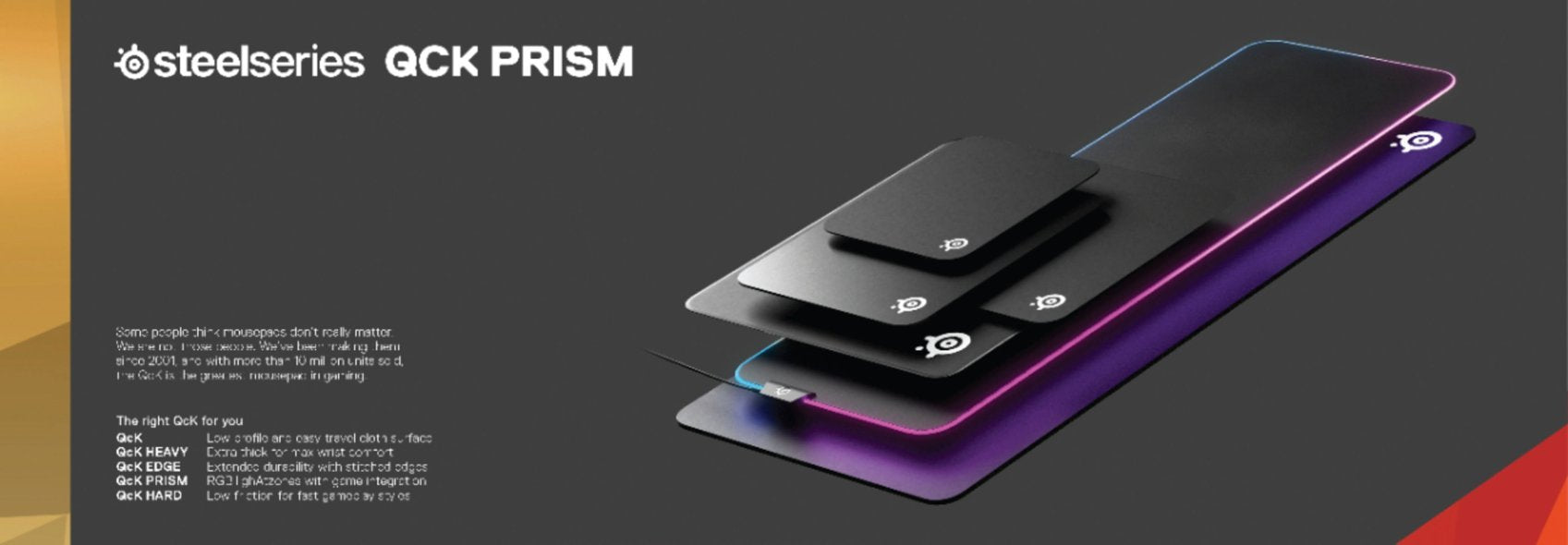 SteelSeries QcK Prism Cloth With 2-Zone RGB Illumination Gaming Mouse Pad (XL)