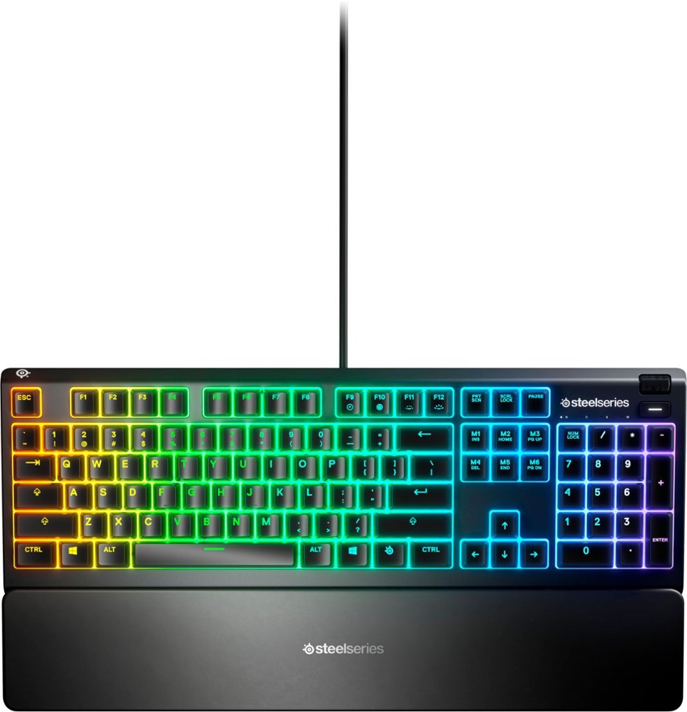 SteelSeries Apex 3 Full Size Wired Membrane Whisper Quiet With 10 Zone RGB Backlighting Switch Gaming Keyboard