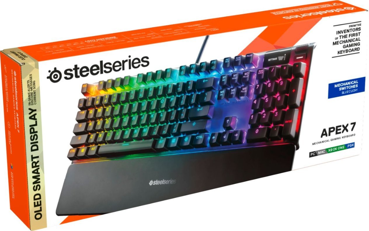 SteelSeries Apex 7 Full Size Wired Mechanical Blue Tactile & Clicky Switch With RGB Backlighting Gaming Keyboard