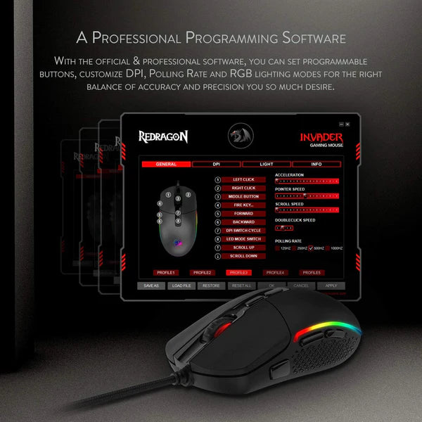Redragon Invader Gaming Mouse (M719-RGB)