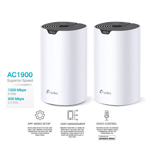 TP-Link AC1900 Whole Home Mesh Wi-Fi System Compatible With Amazon Alexa (Deco-s7) (2-Pack)