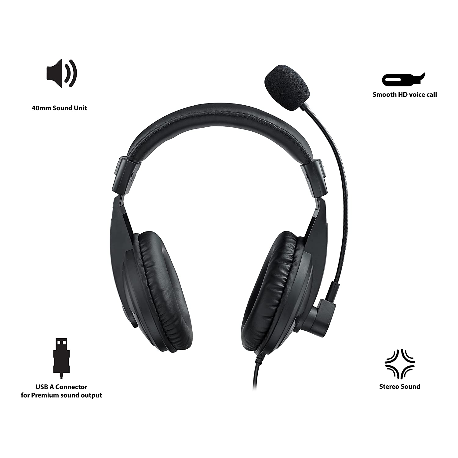 Rapoo H150 Stereo Wired Over Ear Headphones with Microphone Noise-Reduction USB