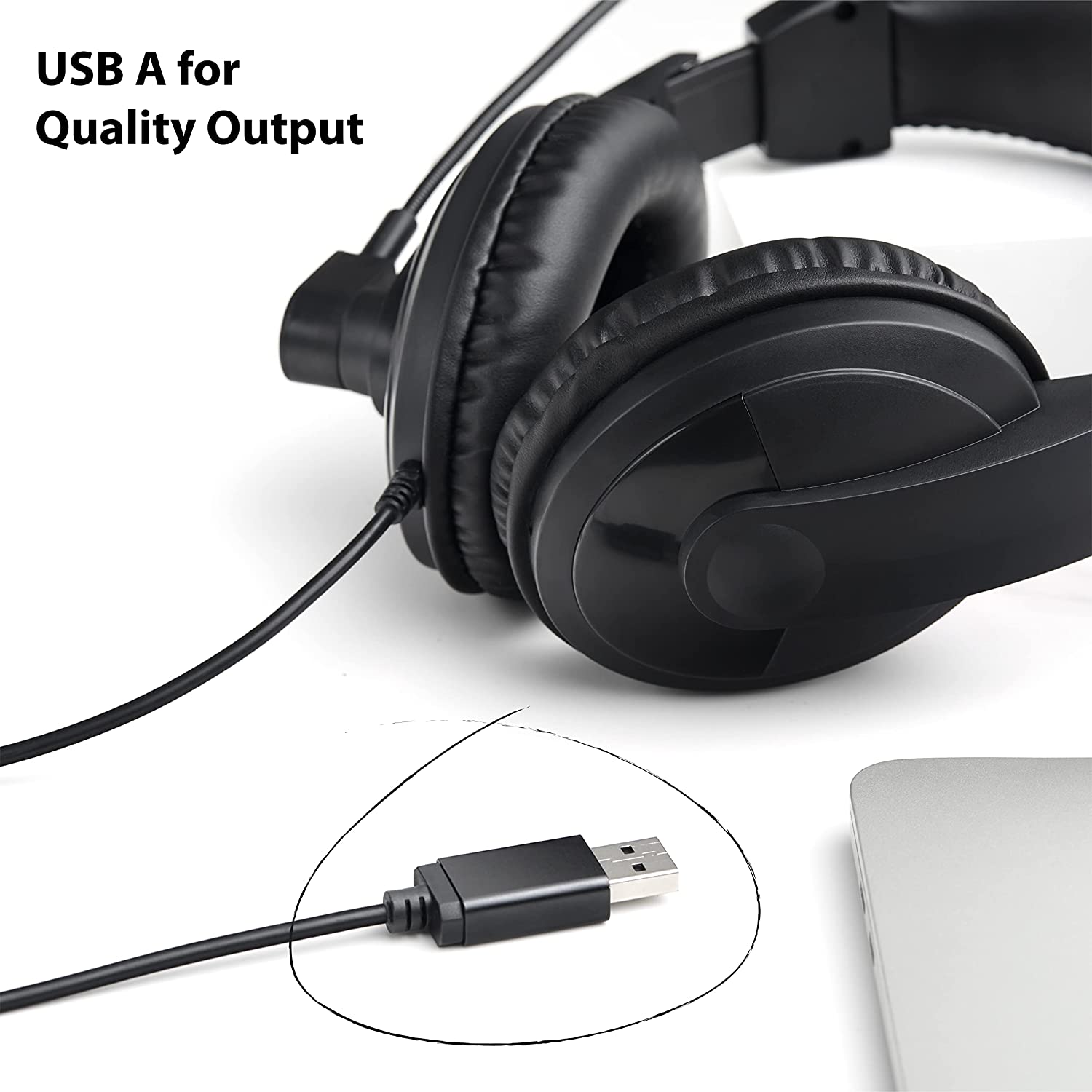 Rapoo H150 Stereo Wired Over Ear Headphones with Microphone Noise-Reduction USB