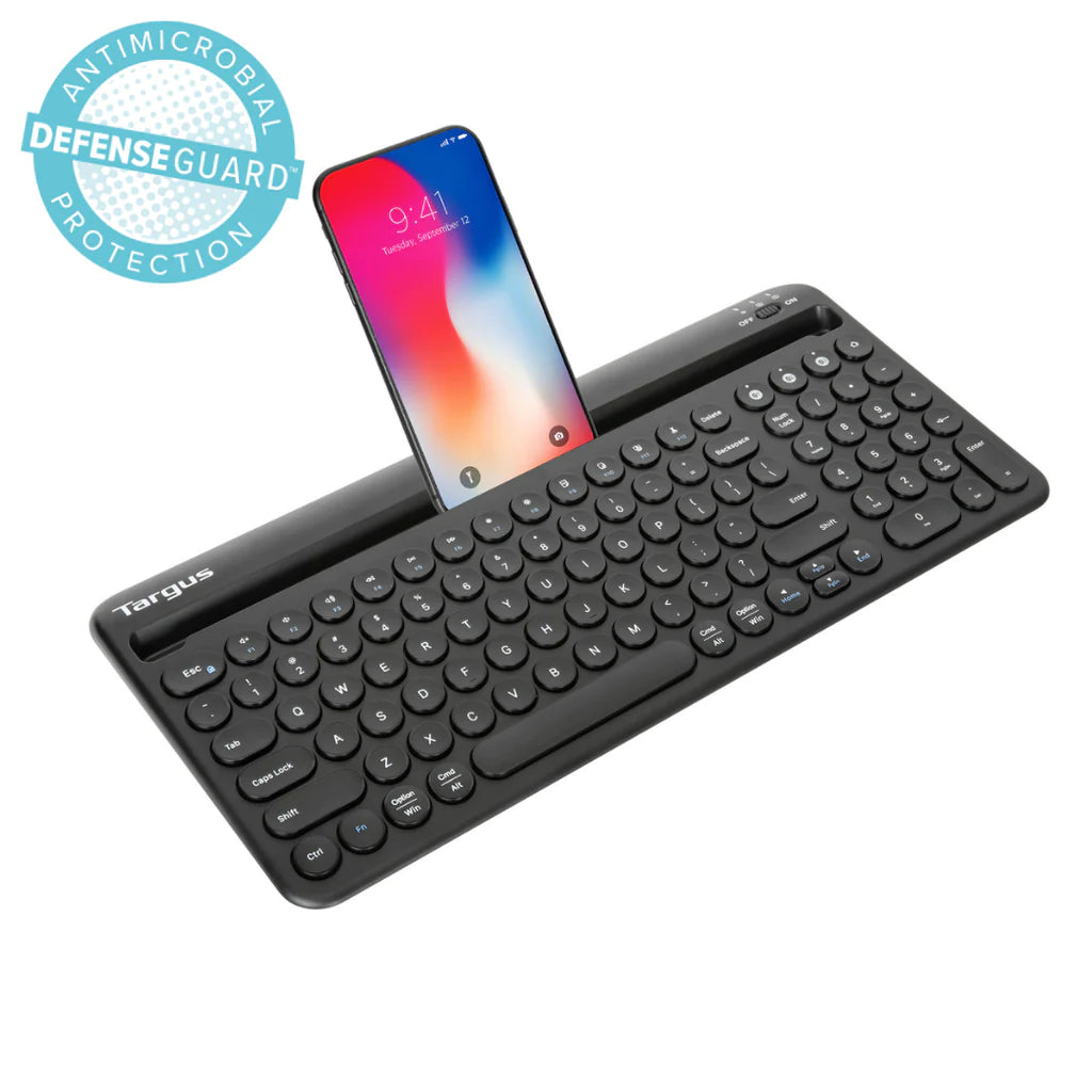 Targus Multi-Device Bluetooth® Antimicrobial Keyboard with Tablet / Phone Cradle