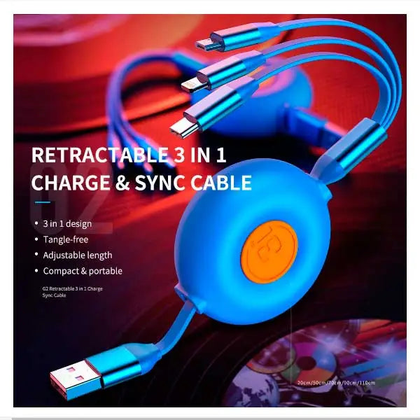 Rock Space G2 Retractable 3 IN 1 Cable