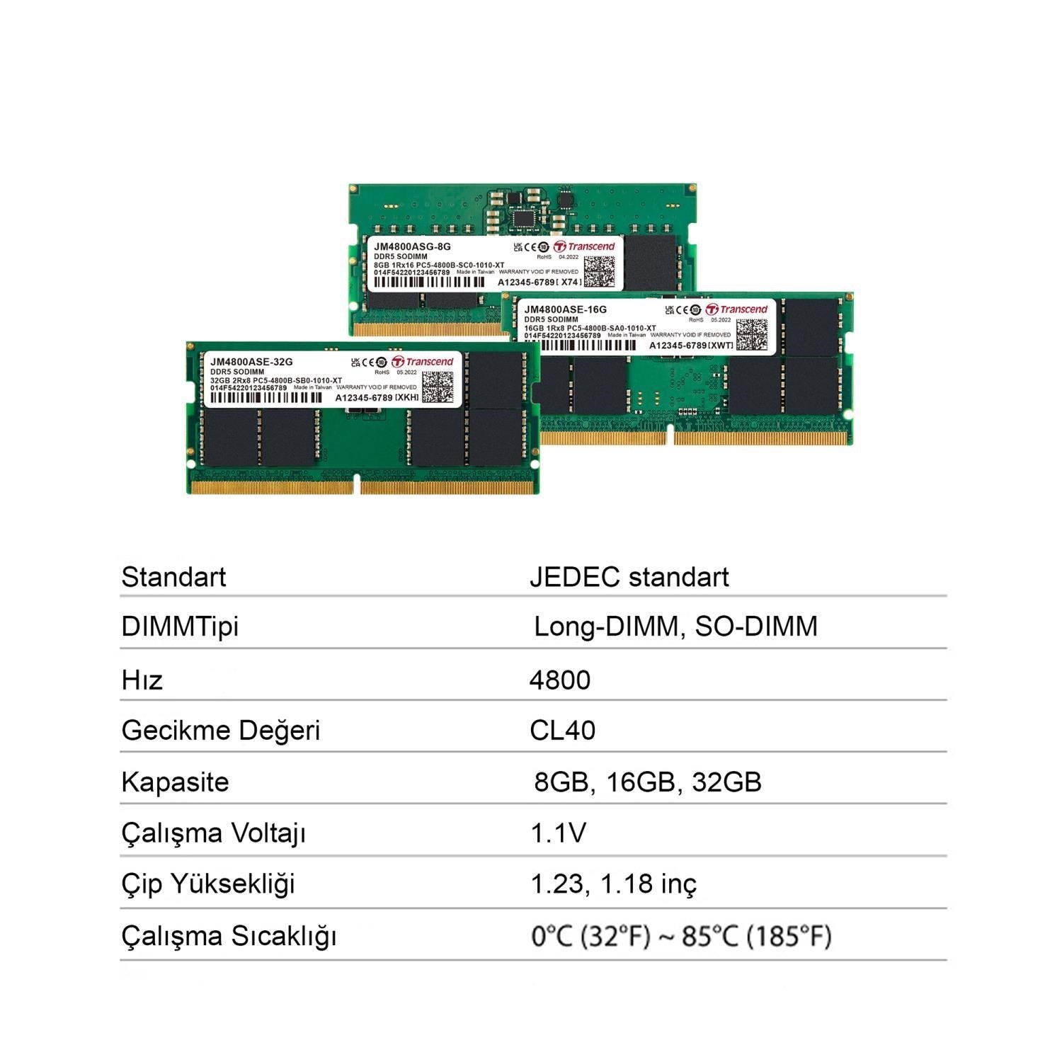 Transcend JM4800ASE DDR5-4800 Unbuffered SO-DIMM