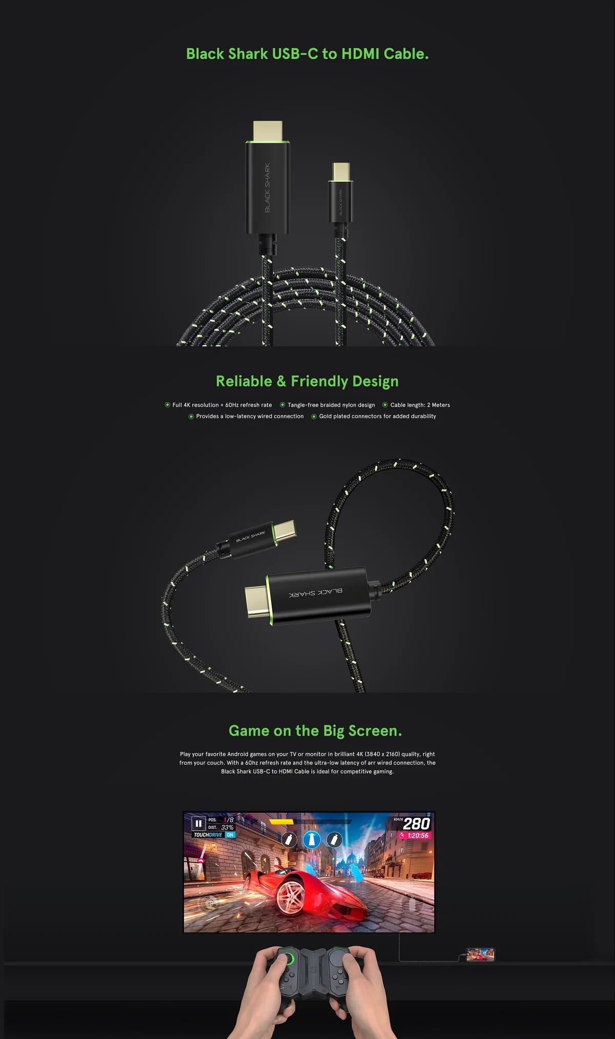 Black Shark Type-C to HDMI Cable