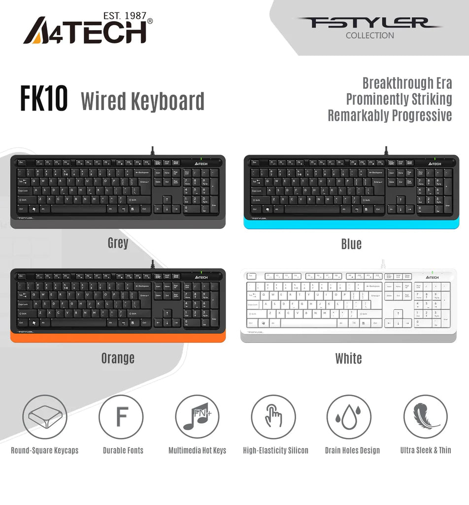 A4Tech FK10 FStyler Multimedia Comfort Keyboard