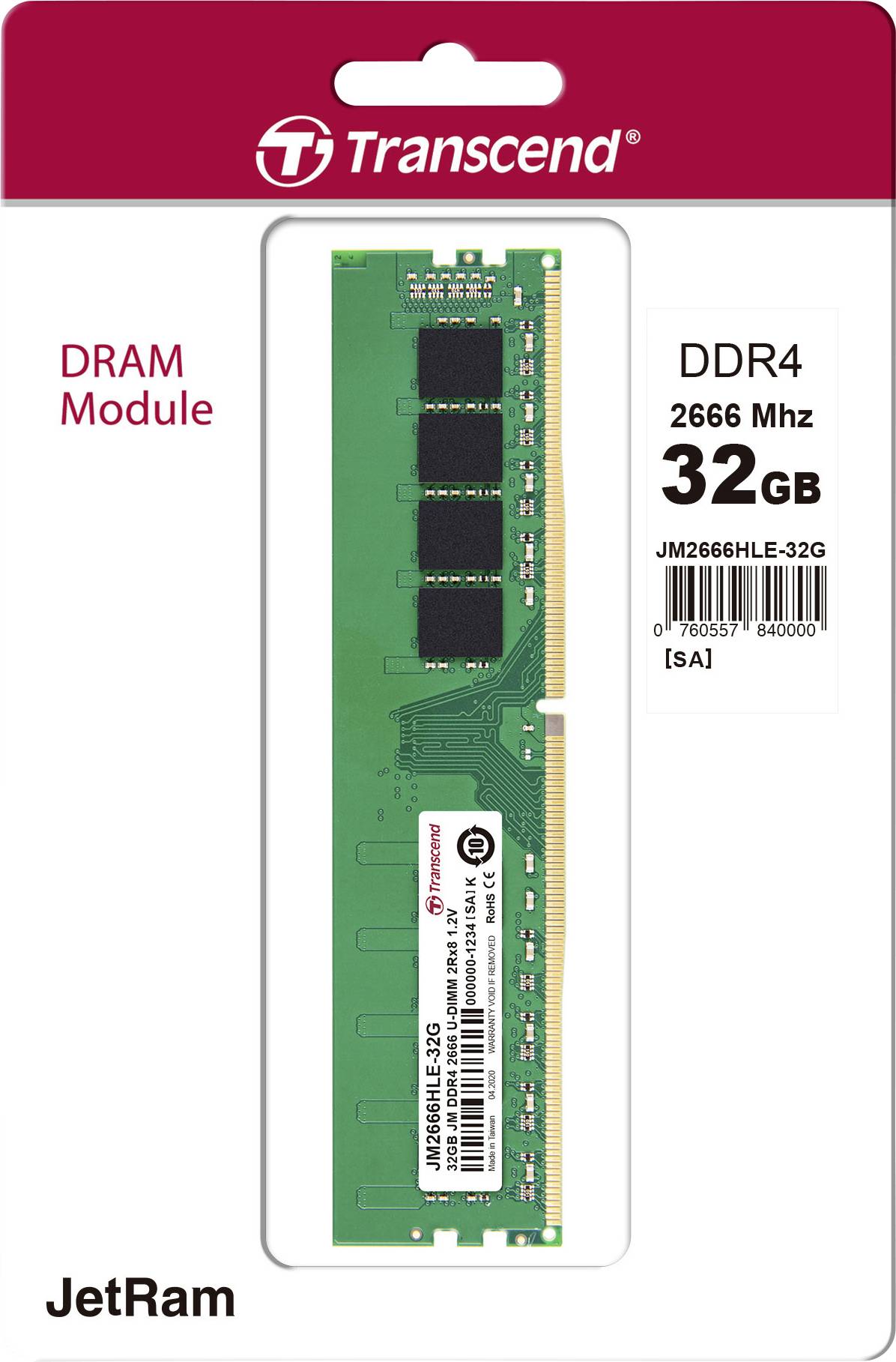 Transcend DDR4-2666 Unbuffered Long-DIMM JM2666HLE
